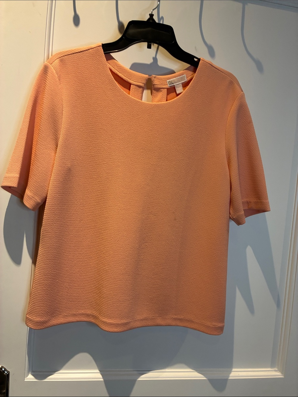 Chelsea28 Peach Short-Sleeve Textured Knit Top 🏥BS